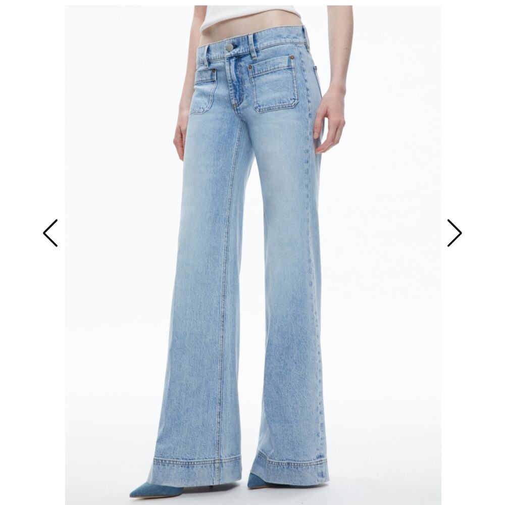 Alice + Olivia Brian Patch Pocket‎ Wide Leg Jean Size: 26